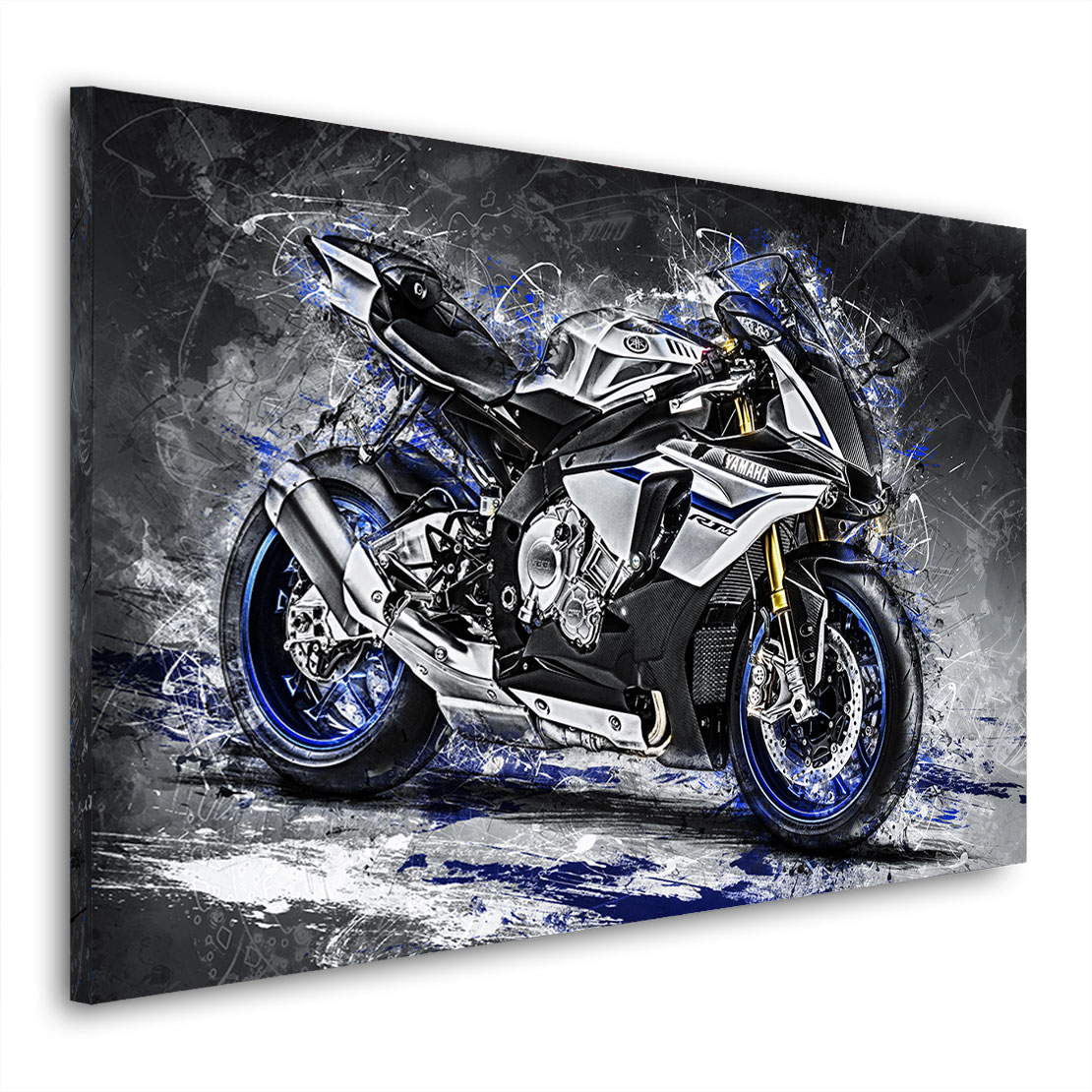 YAMAHA R1 Bike Motorsport Motorrad Abstrakt Bild auf Leinwand Wandbild XXL 1276A 