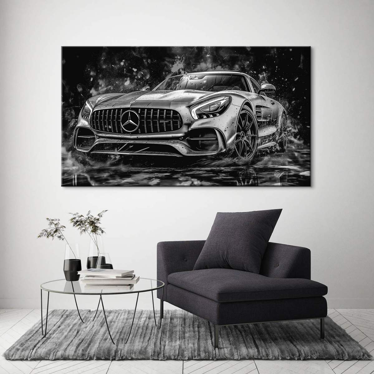 Auto Wandbild Mercedes AMG GT Silber