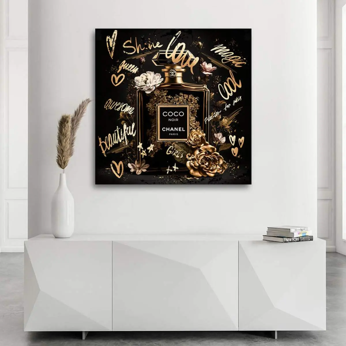 Formano Wandbild Affe Im Anzug 60x60cm - Pop-Art Leinwand Mit Acryl-Steinen