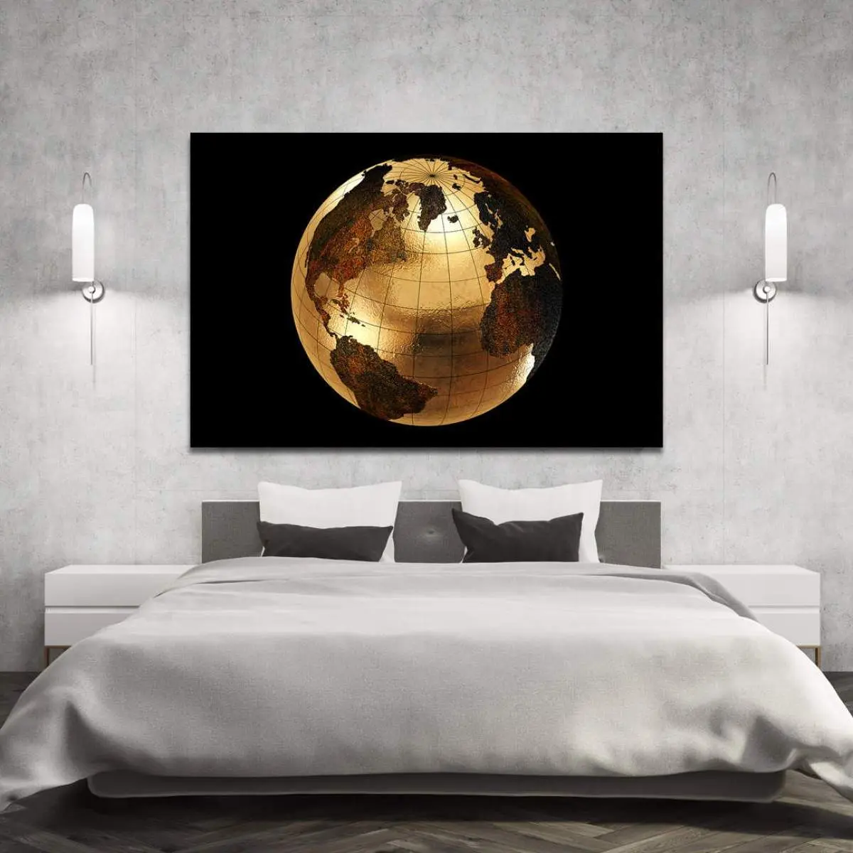 Wandbild Leinwandbild Weltkugel Gold