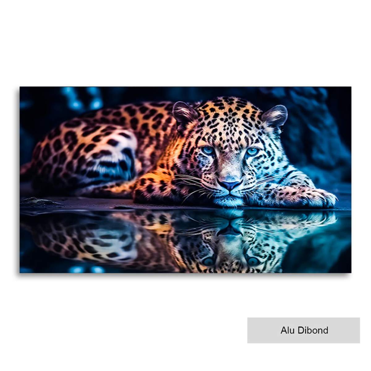 Tier Wandbild Leopard am Wasser