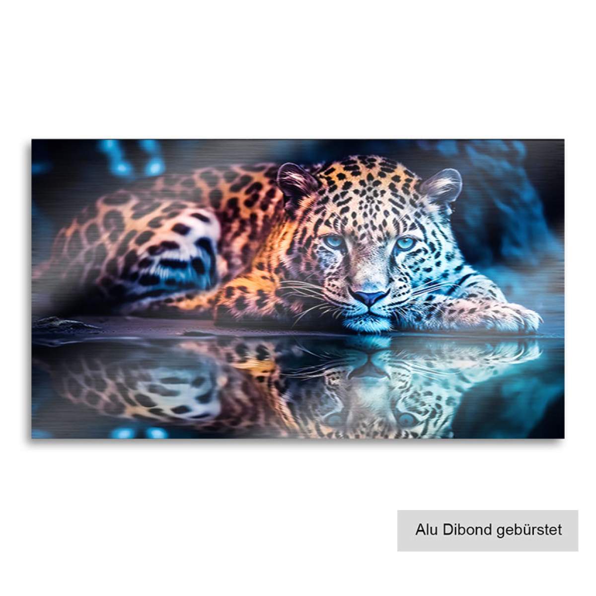 Tier Wandbild Leopard am Wasser
