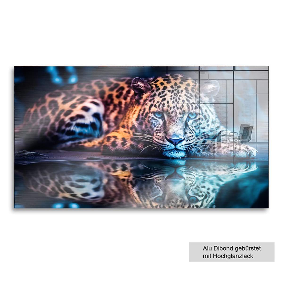Tier Wandbild Leopard am Wasser
