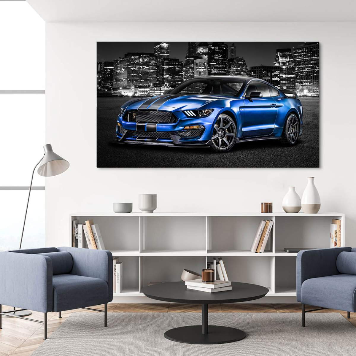 Auto Leinwandbild Ford Mustang Blue Style