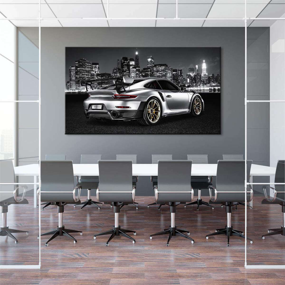 Auto Wandbild Leinwandbild Porsche GT2 RS City Style
