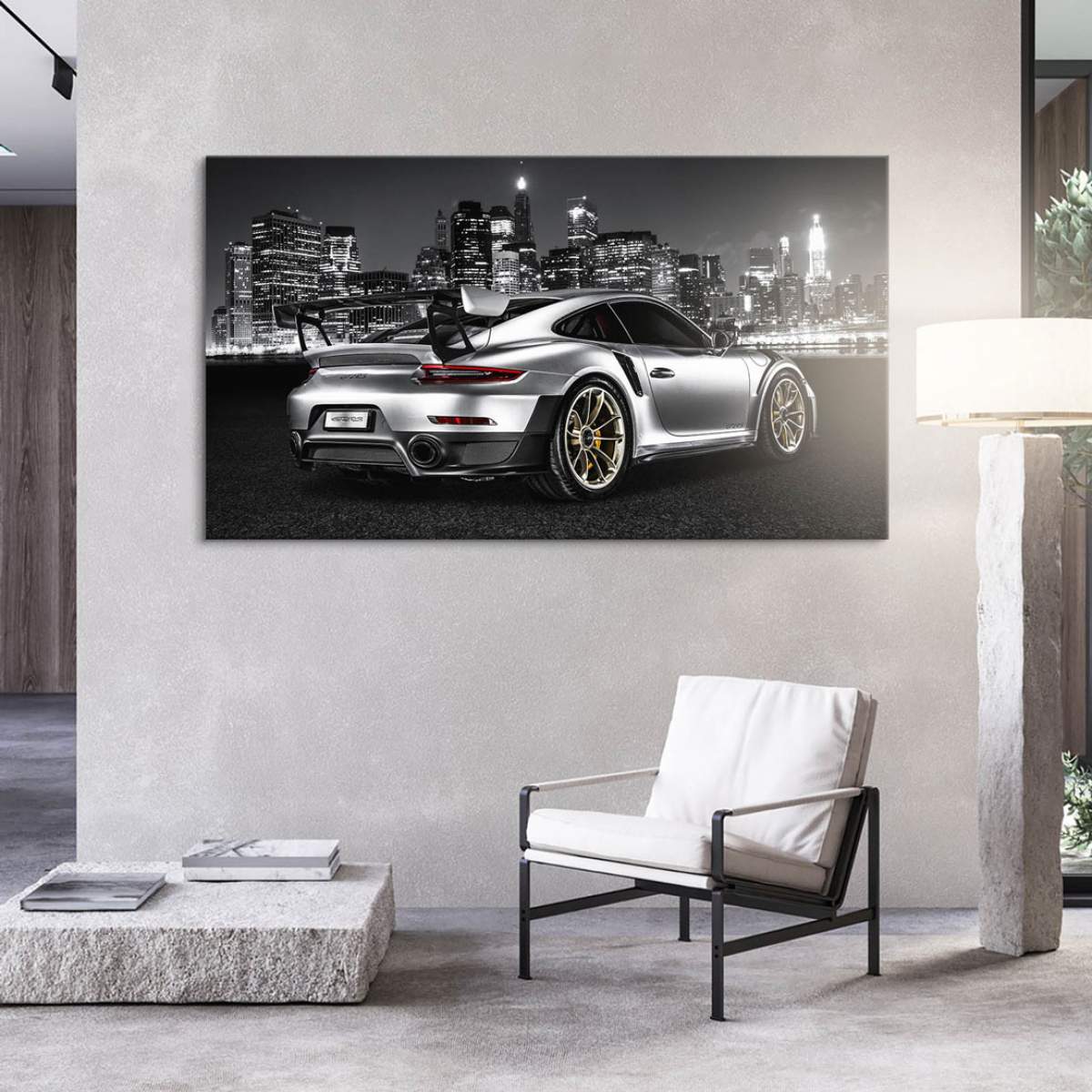 Auto Wandbild Leinwandbild Porsche GT2 RS City Style