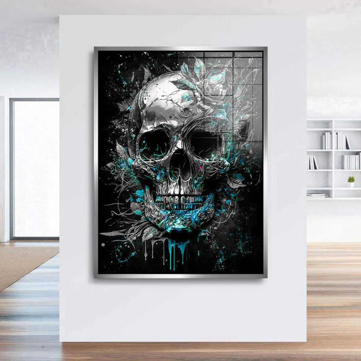 Unikat Totenkopf Wand Bild Silber von R. Danell kaufen