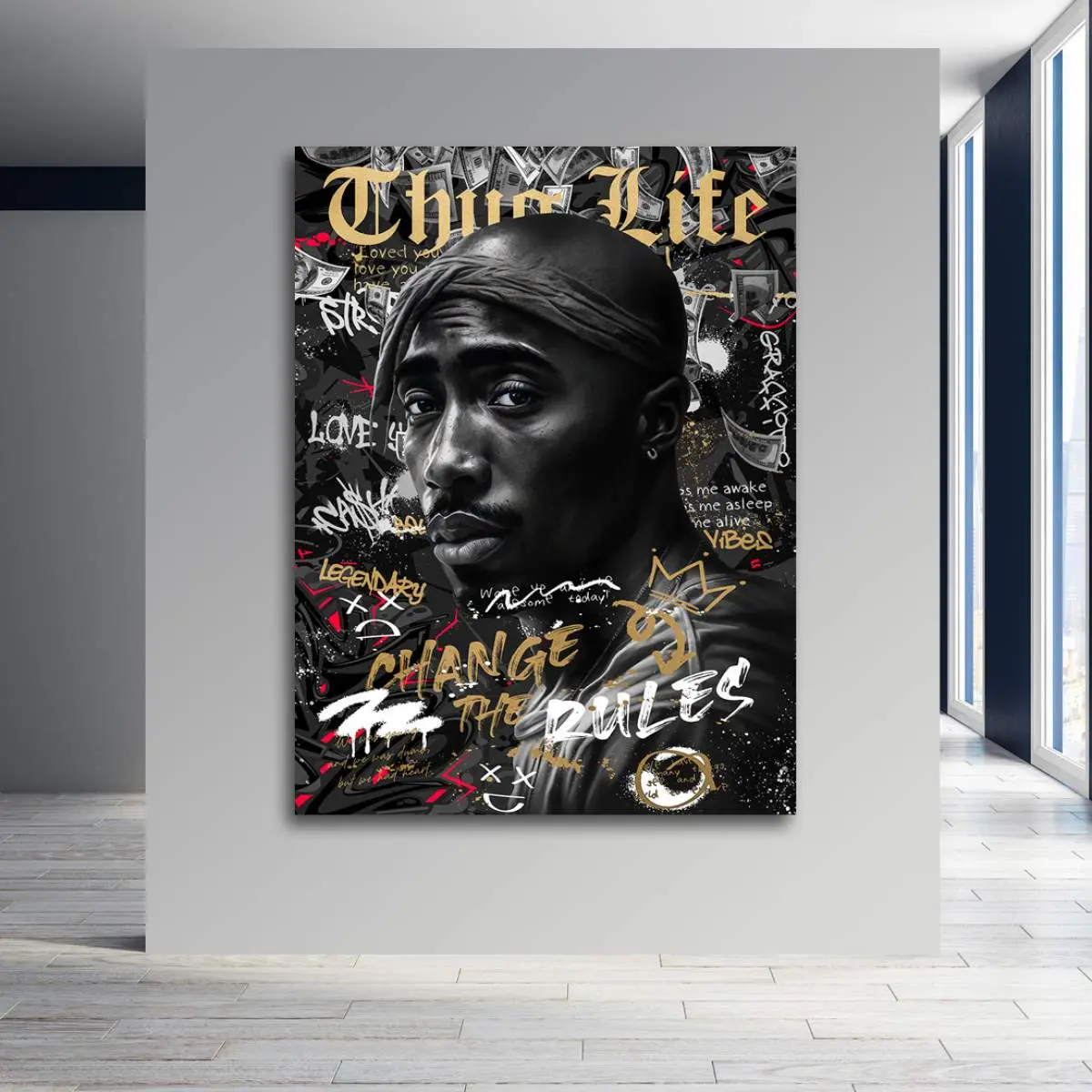 Tupac Blattgold Bild von Kunstgestalten24 Tupac Blattgold Bild von Kunstgestalten24