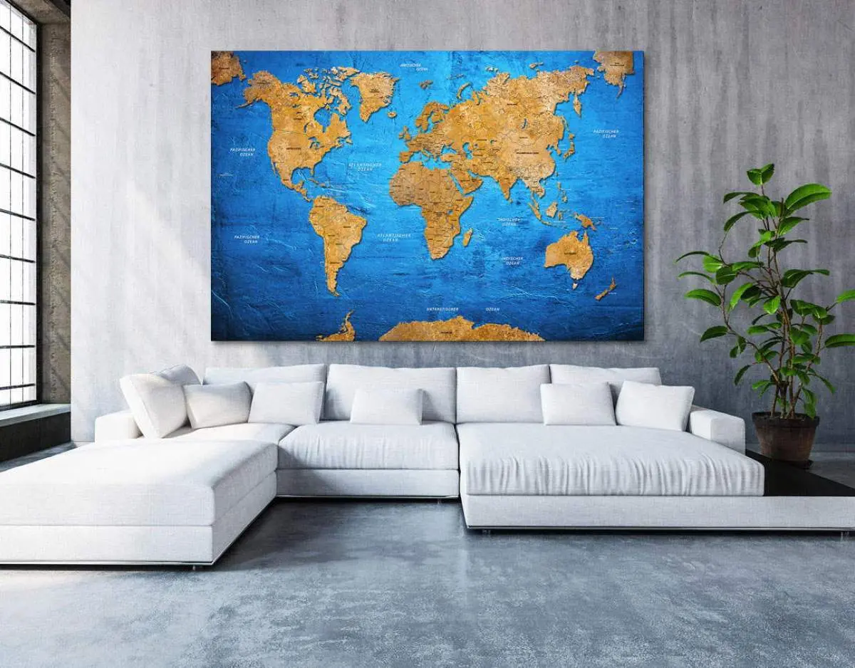 Wandbild Leinwandbild Weltkarte Oceanblue