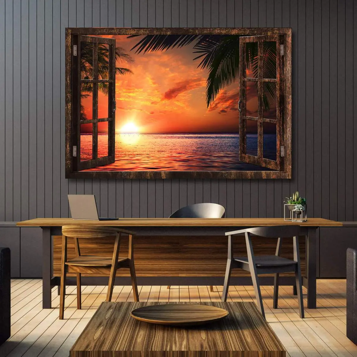 Sonnenuntergang-Leinwadbild-Wandbild