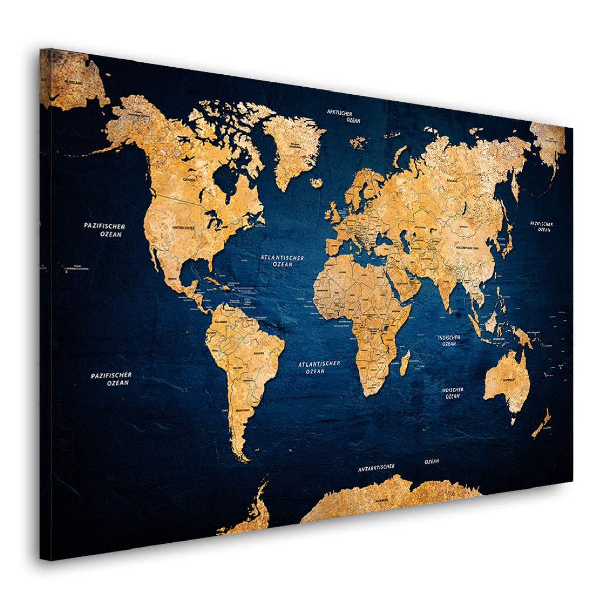 Wandbild Leinwandbild Weltkarte deep blue