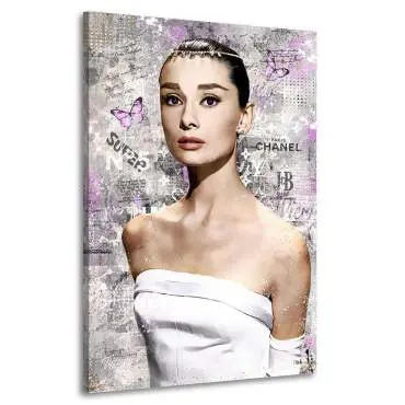 Wandbild Leinwandbild Audrey Hepburn Coco Silver