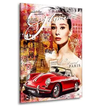 Leinwandbild Audrey Hepburn Porsche Pop Art
