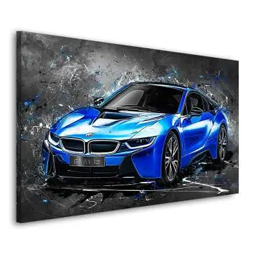 Auto Leinwandbild BMW i8 Blue Style