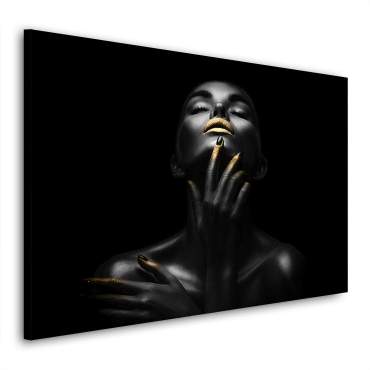Wandbild Leinwandbild sensual dark Woman Gold
