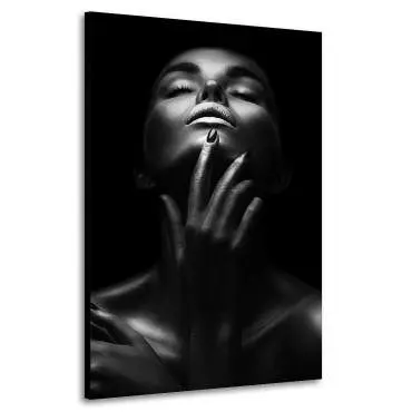 Wandbild Leinwandbild sensual dark Woman silver Lips