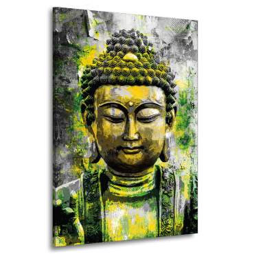 Wandbild Leinwandbild Buddha Green Paint