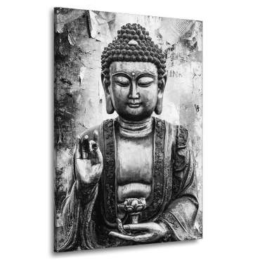 Wandbild Leinwandbild Buddha black and white style