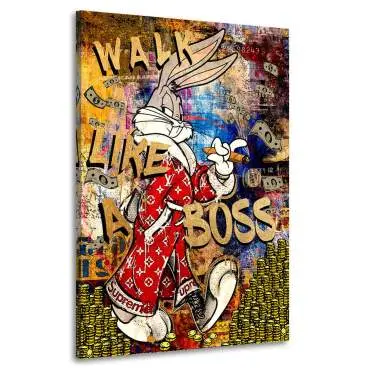 Leinwandbild Mr. Bunny Walk like a Boss Pop Art Style