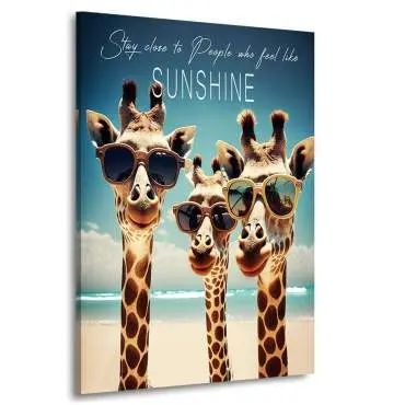 Motivations Leinwandbild Die drei Giraffen Sunshine
