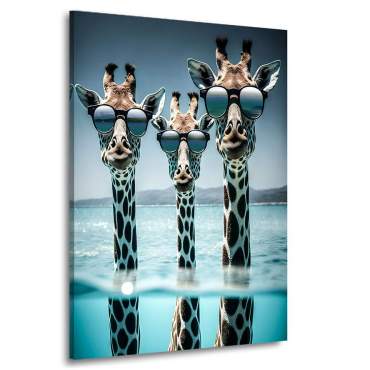 Leinwandbild Die drei Giraffen im Meer