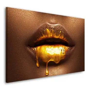 Wandbild Leinwandbild golden Lips