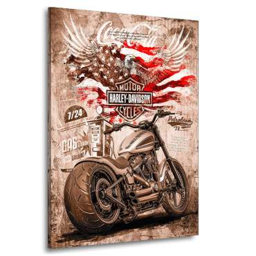 Wandbild Leinwandbild Harley Davidson Eagle Vintage Style Motorradbild