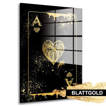 Herz Ass Blattgold Bild von Kunstgestalten24