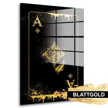 Karo Ass Blattgold Bild von Kunstgestalten24
