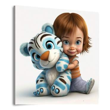 Leinwandbild Best Friends kleines Mädchen mit Tigerbaby