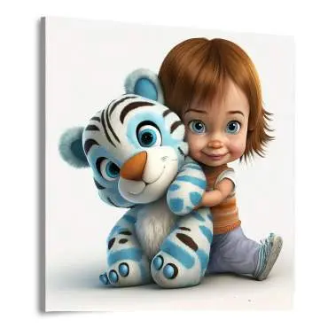 Leinwandbild Best Friends kleines Mädchen mit Tigerbaby