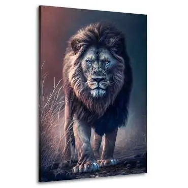 Leinwandbild König Löwe auf der Steppe