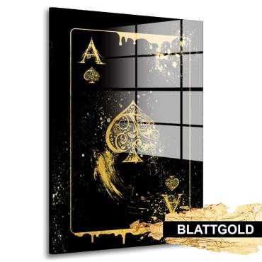 Pik Ass Blattgold Bild von Kunstgestalten24