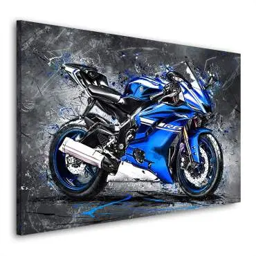 Wandbild Leinwandbild Yamaha R6 Abstrakt blau