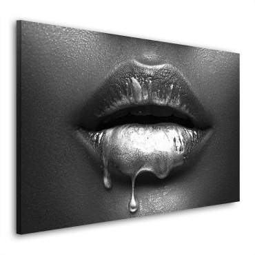 Wandbild Leinwandbild Erotische Lippen Silver Style