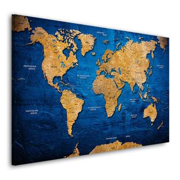 Wandbild Leinwandbild Weltkarte Blue Stone