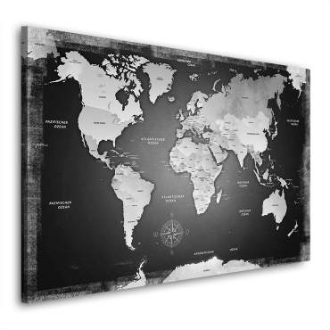 Wandbild Leinwandbild Weltkarte Black Stone