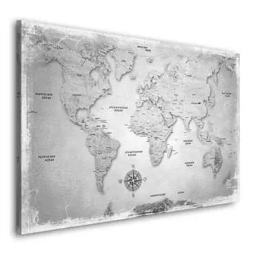 Wandbild Leinwandbild Weltkarte Silver Style