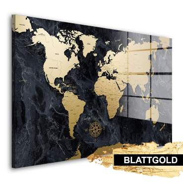 Blattgold Weltkarte von Kunstgestalten24